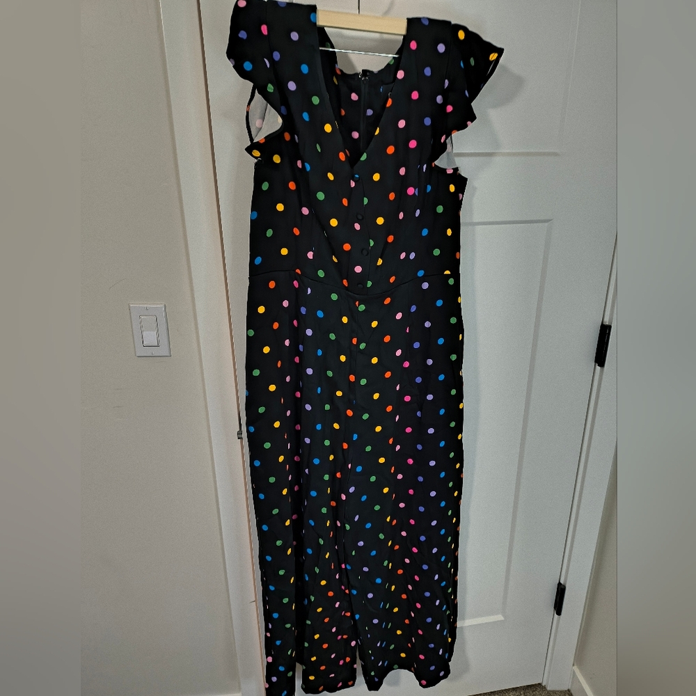 Modcloth Thelma Rainbow Polka Dot jumpsuit